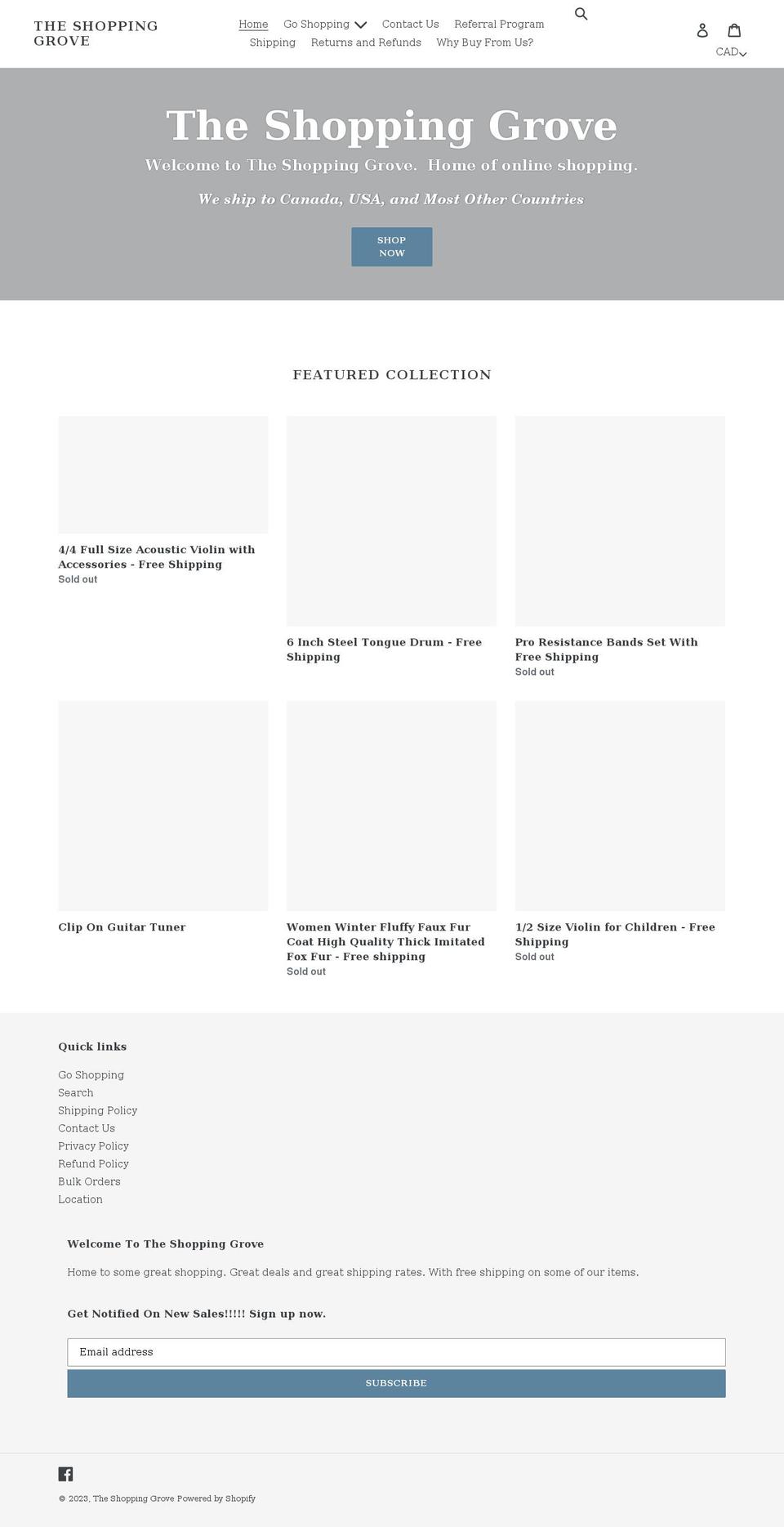 theshoppinggrove.com shopify website screenshot