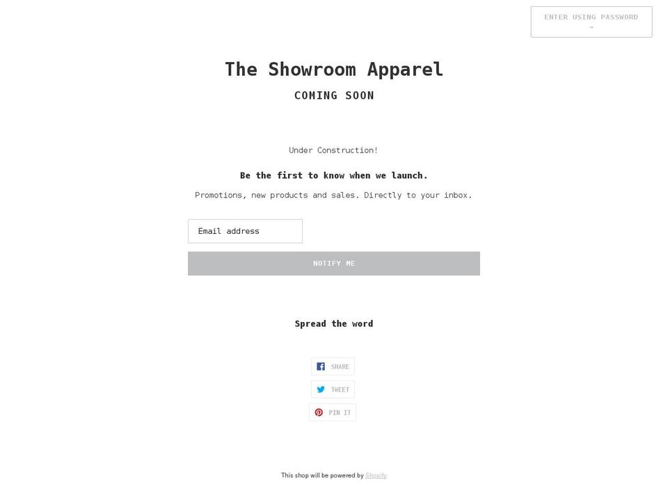 theshowroomapparel.com shopify website screenshot