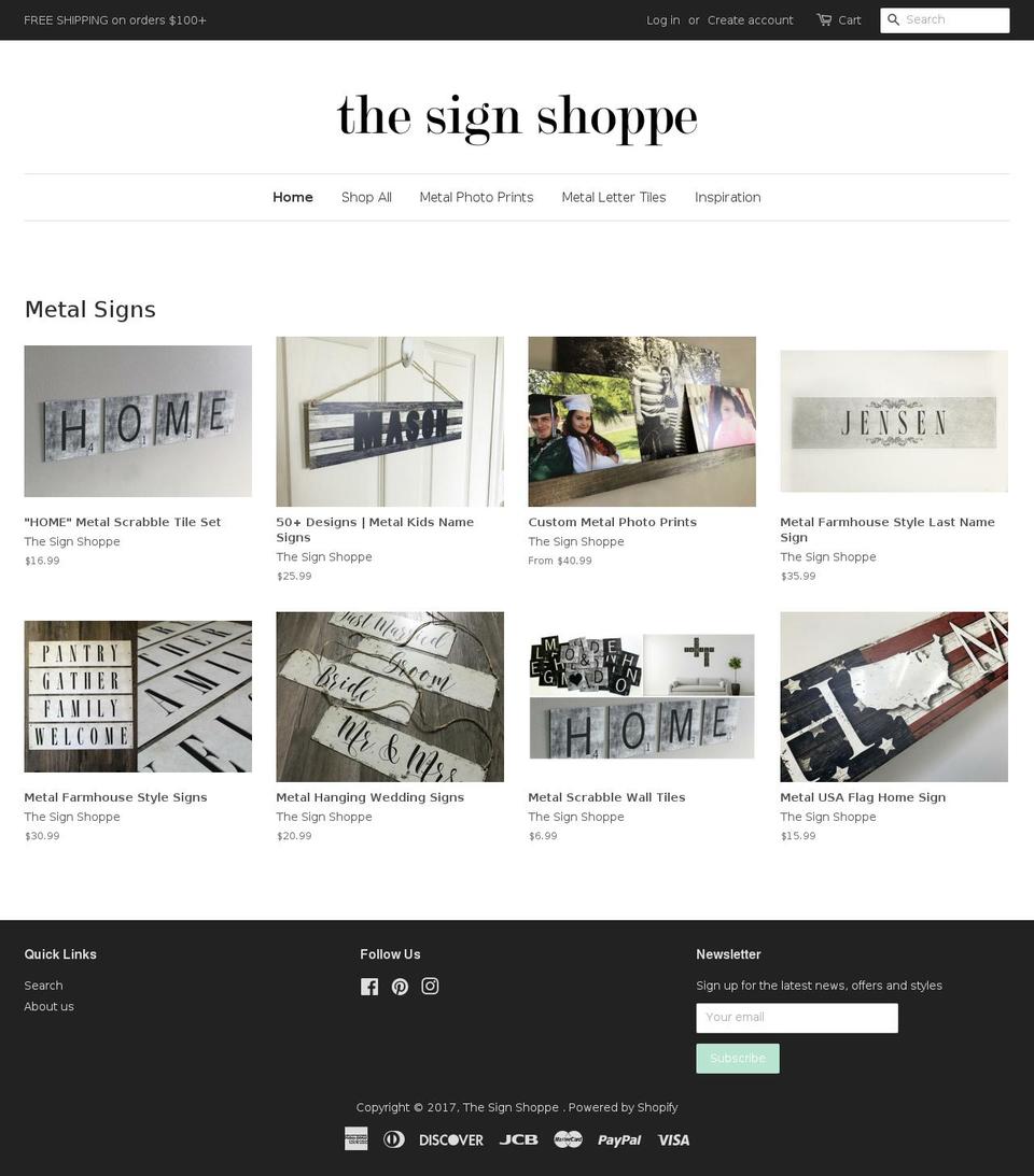 thesignshoppe.com shopify website screenshot