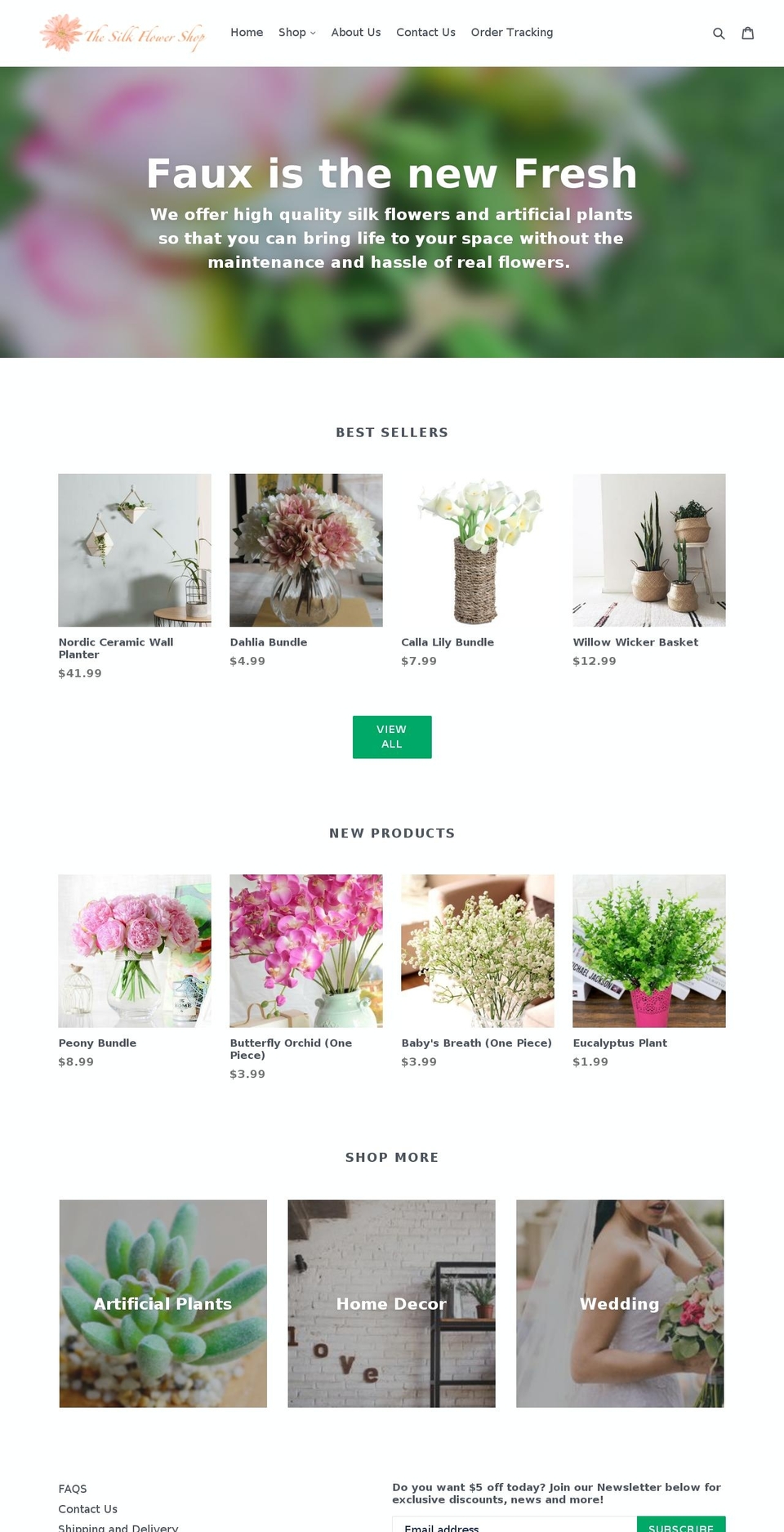thesilkflowershop.com — Shopify storefront screenshot
