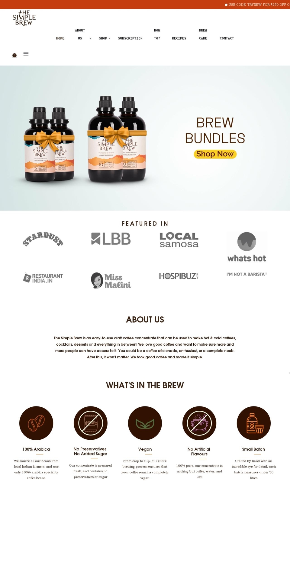 thesimplebrew.com shopify website screenshot