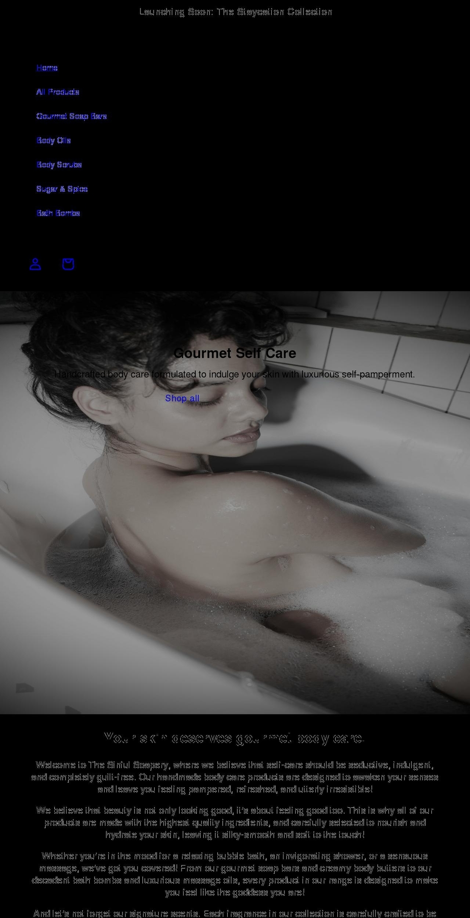 thesinfulsoapery.com shopify website screenshot