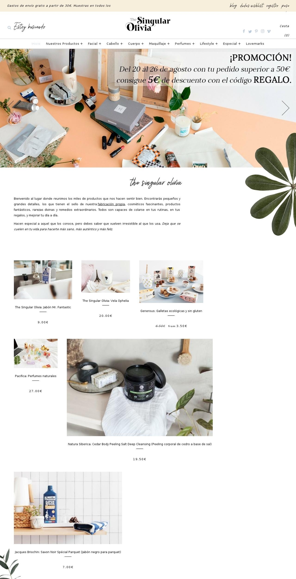 Olivia Shopify theme site example thesingularolivia.com