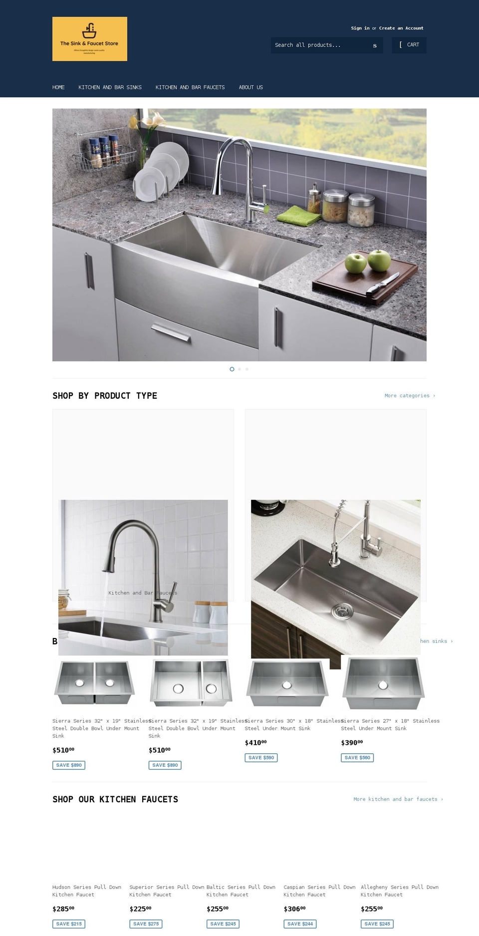 thesinkandfaucetstore.com shopify website screenshot