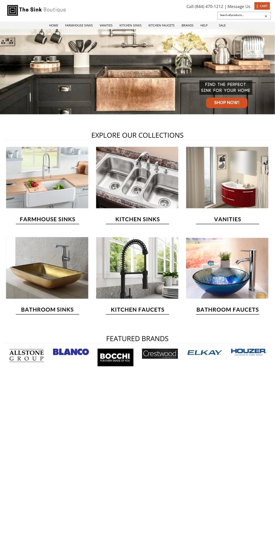 thesinkboutique.com shopify website screenshot