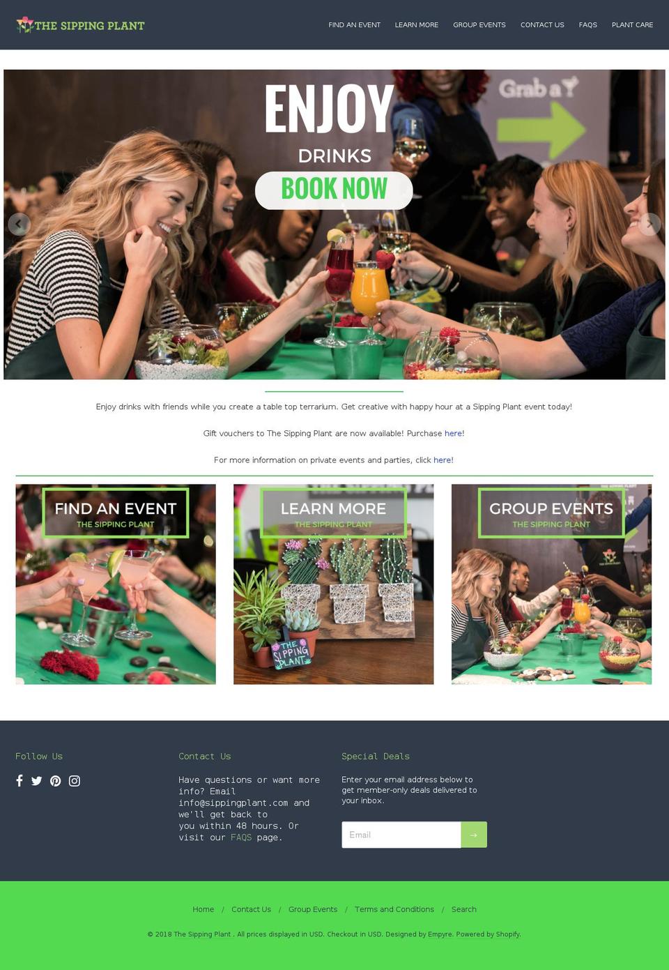 thesippingplant.com — Shopify storefront screenshot