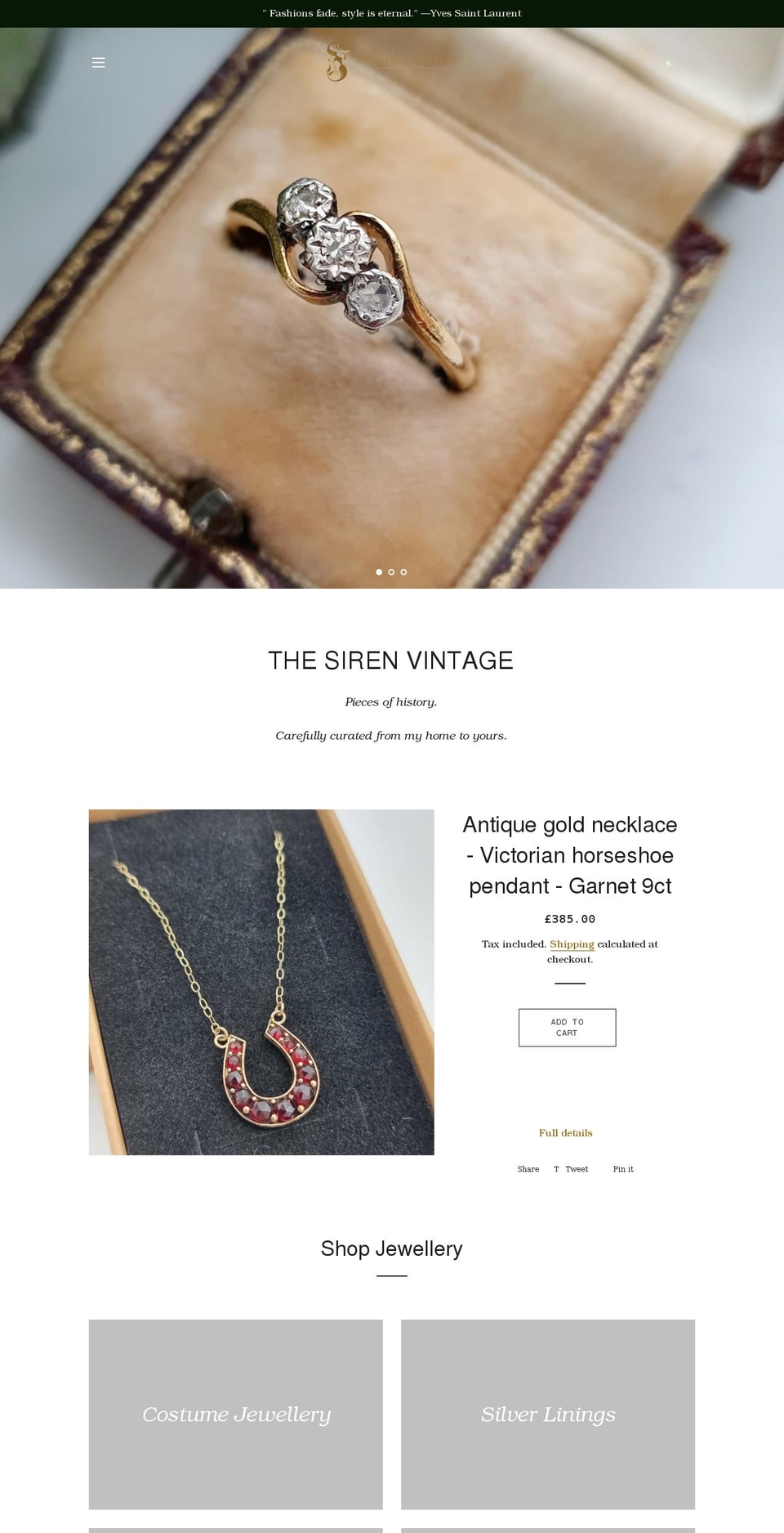 thesirenvintage.co.uk shopify website screenshot