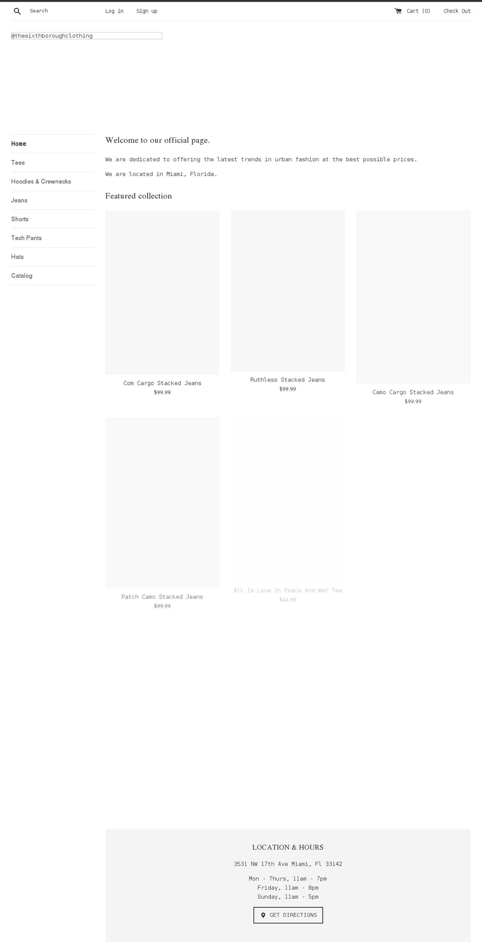 thesixthboroughclothing.com shopify website screenshot