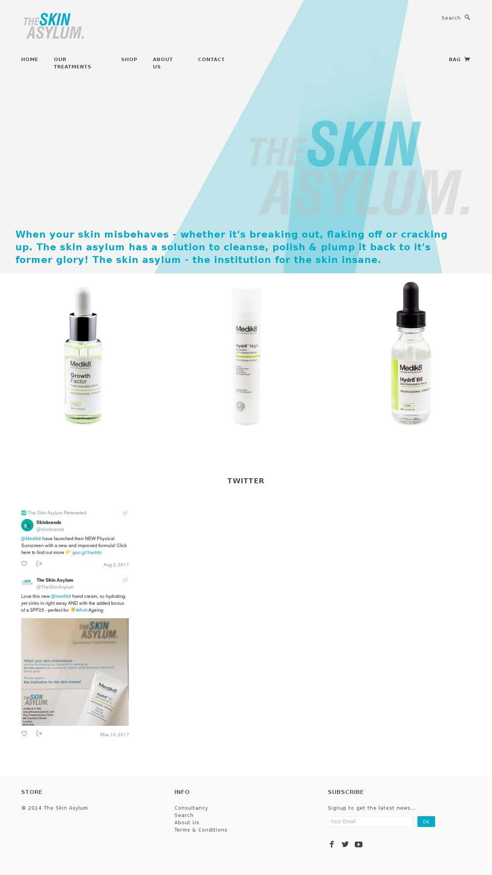 theskinasylum.com — Shopify storefront screenshot