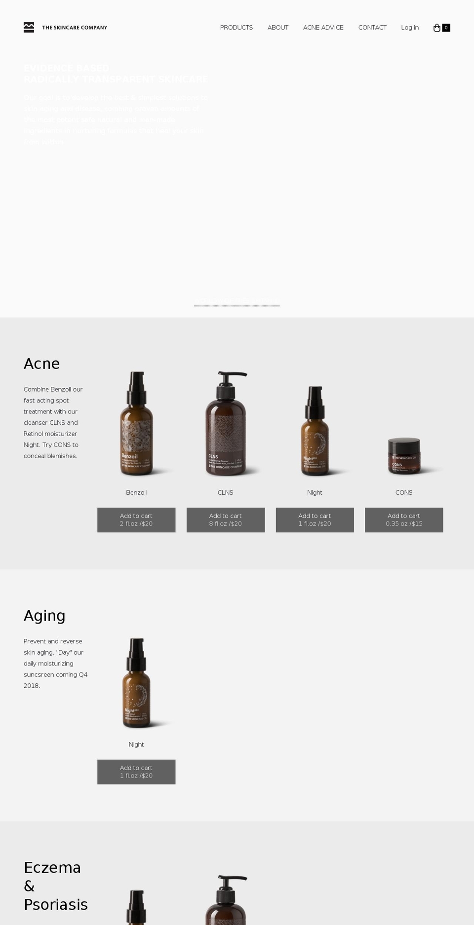 theskincarecompany.com shopify website screenshot