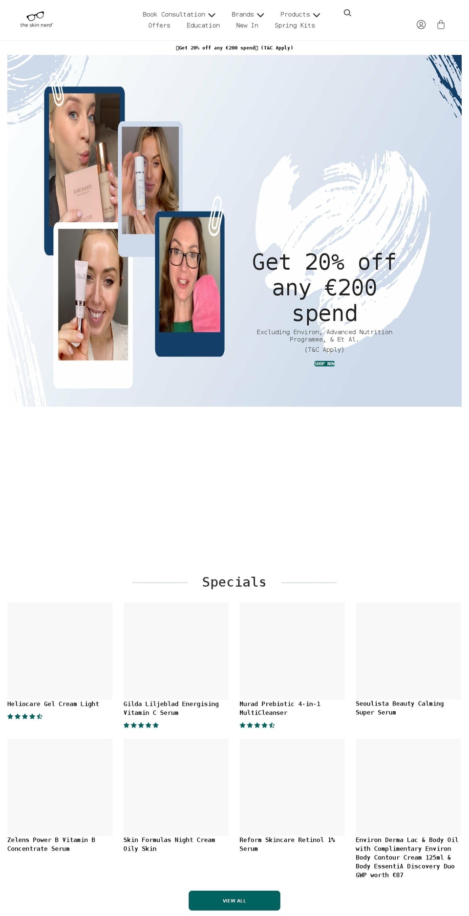 The Skin Nerd Theme Excluding Loyalty Lion Shopify theme site example theskinnerd.co.uk