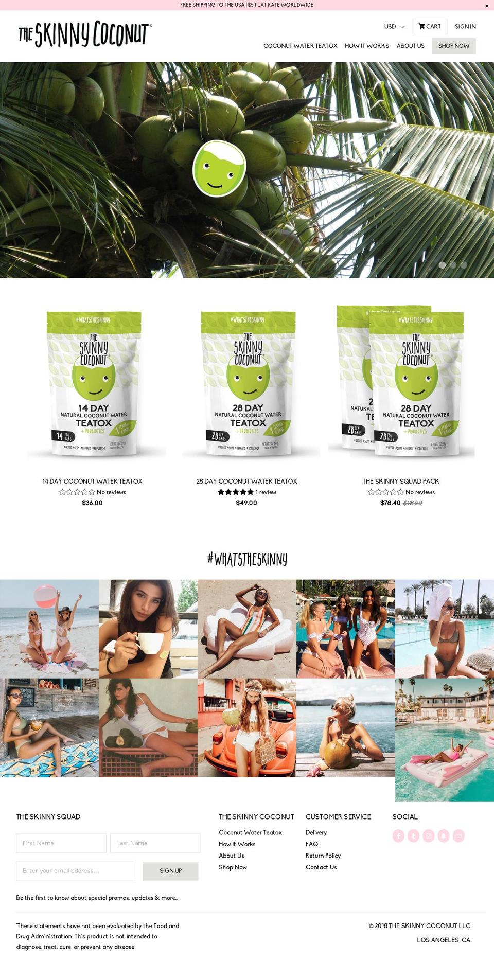 theskinnycoconut.com — Shopify storefront screenshot