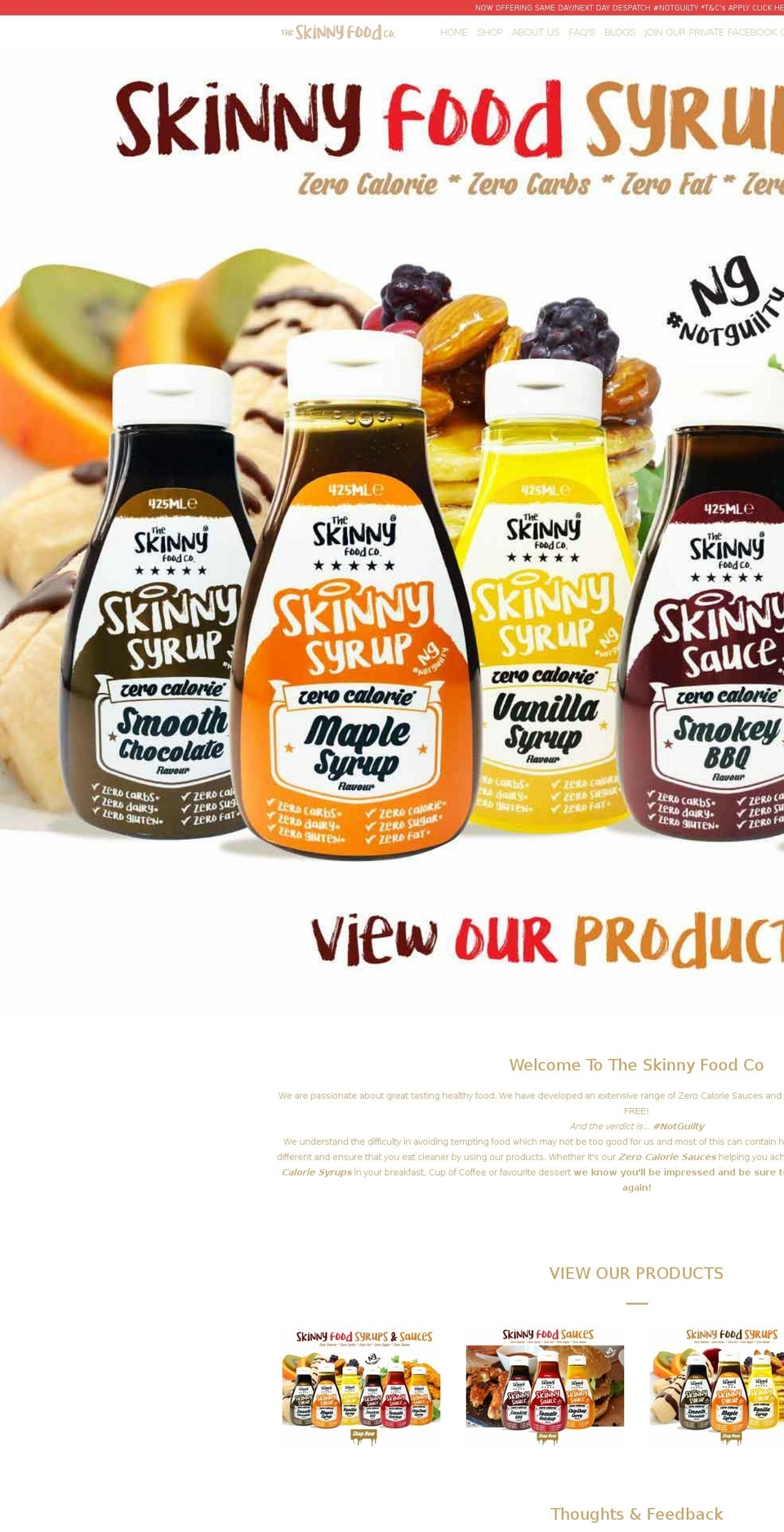 theskinnyfoodco.com — Shopify storefront screenshot