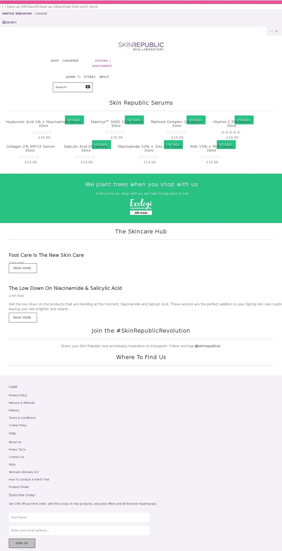 theskinrepublic.co.uk shopify website screenshot
