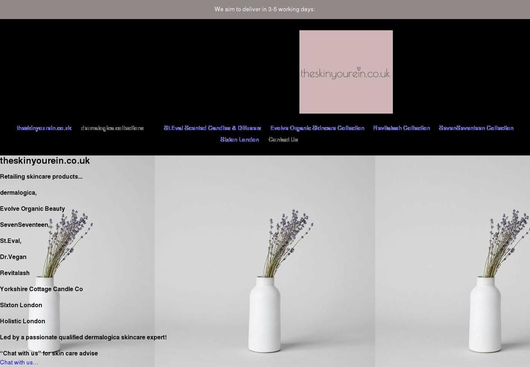 theskinyourein.co.uk shopify website screenshot