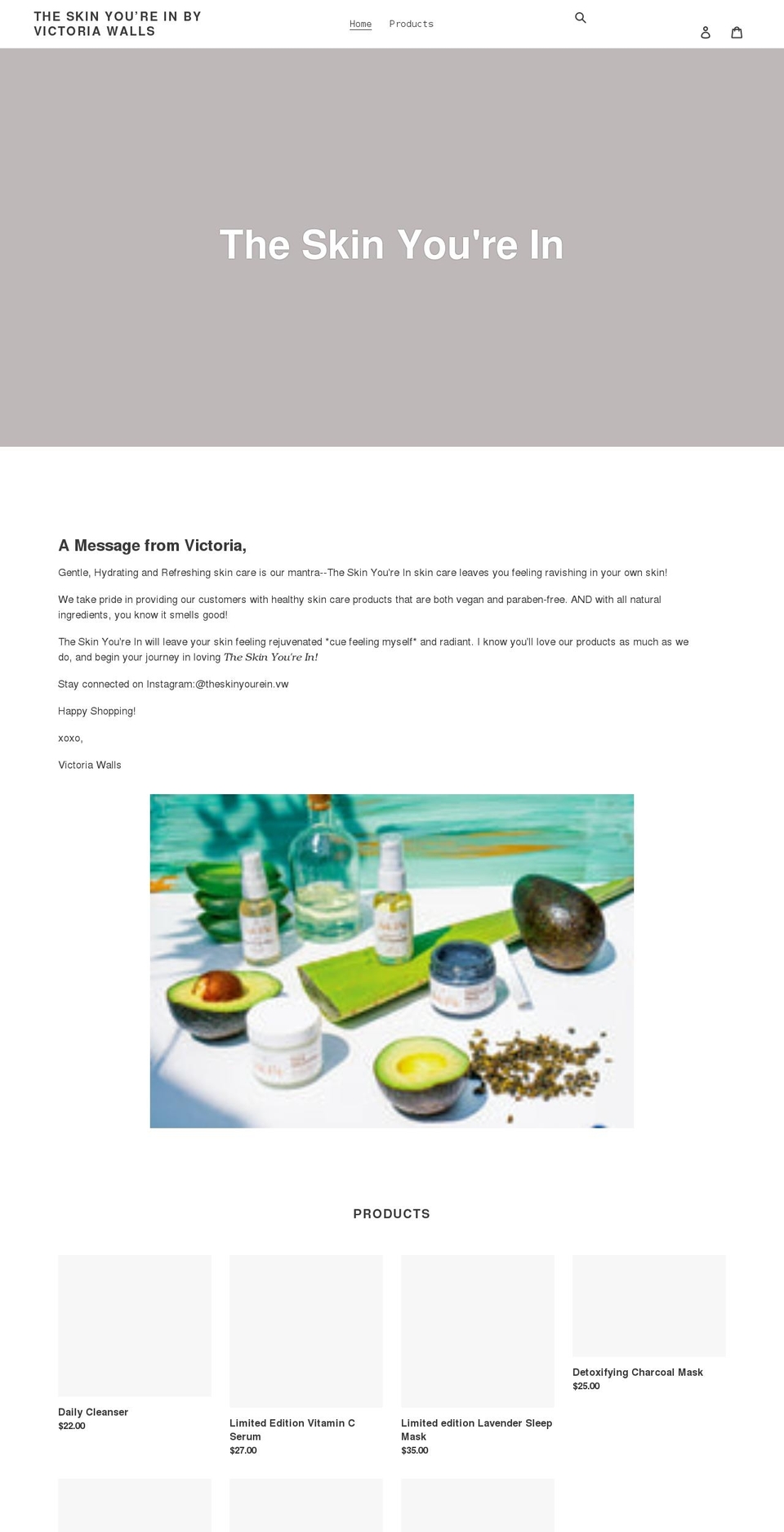 theskinyoureinvw.com shopify website screenshot