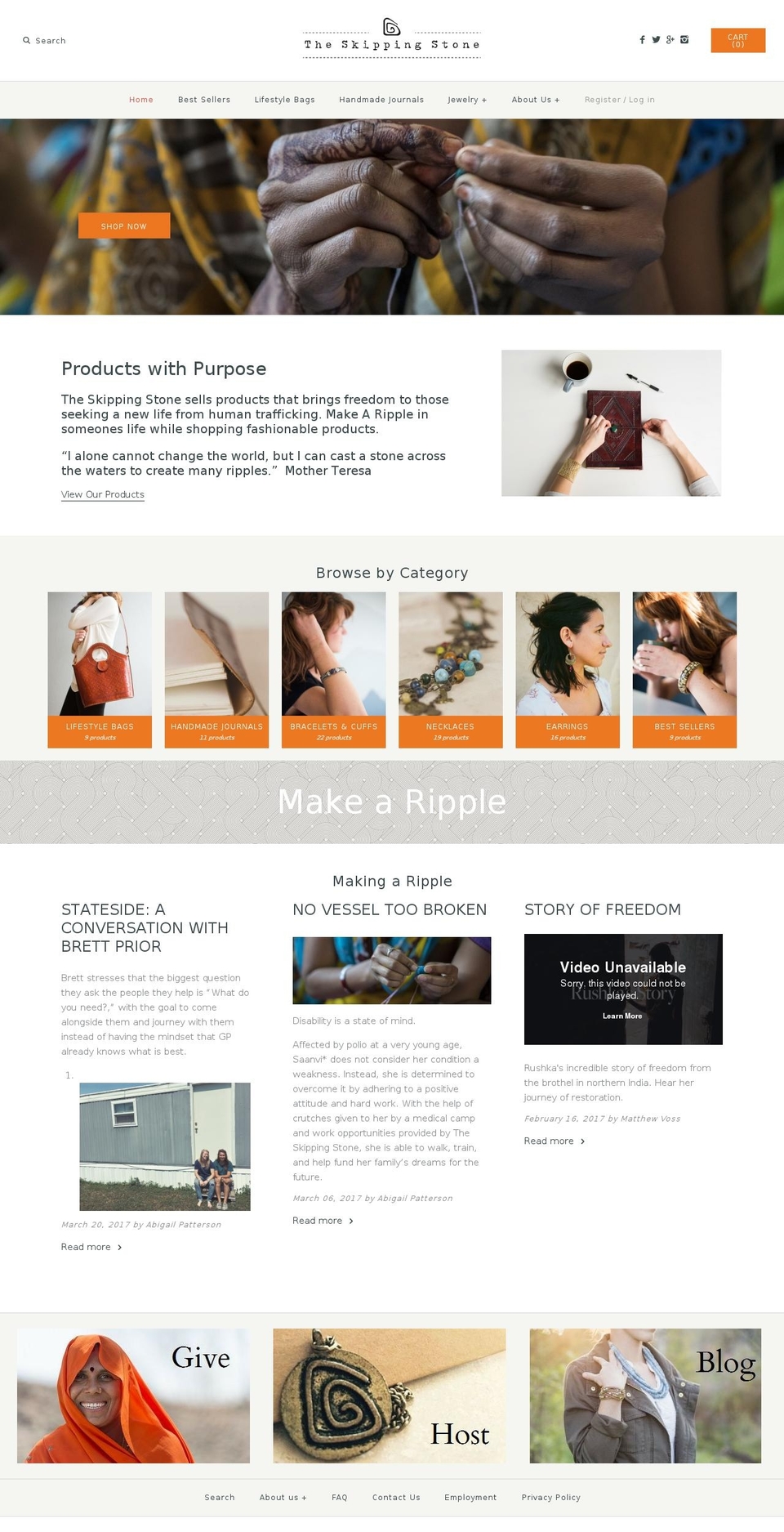 theskippingstone.com shopify website screenshot