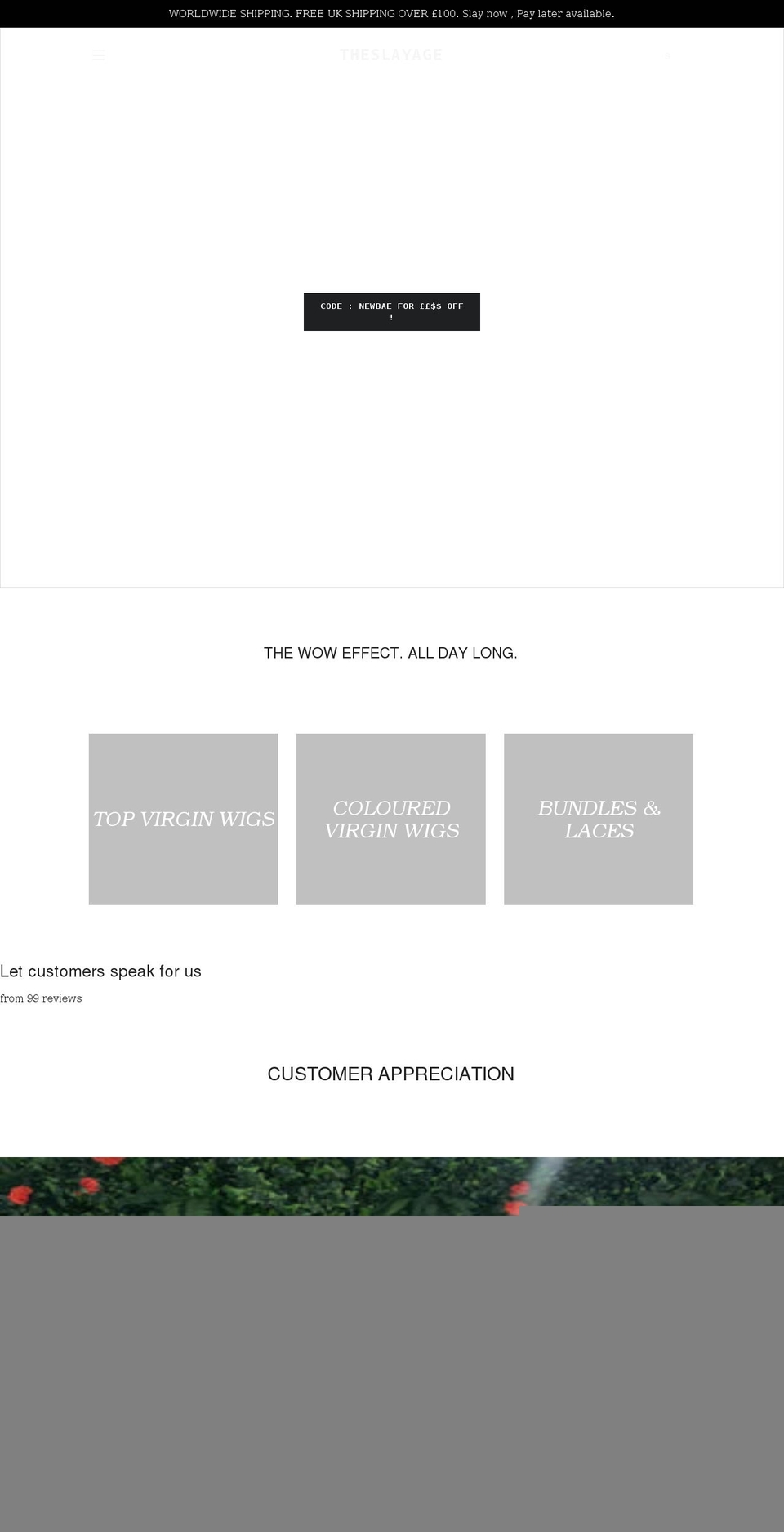 theslayage.co.uk shopify website screenshot