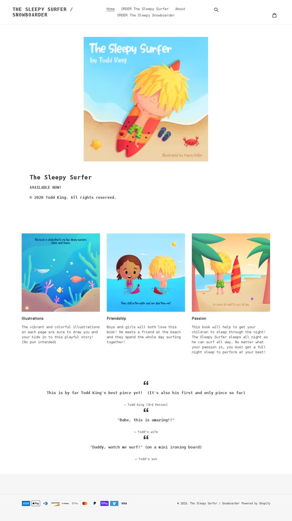 thesleepysurfer.com shopify website screenshot