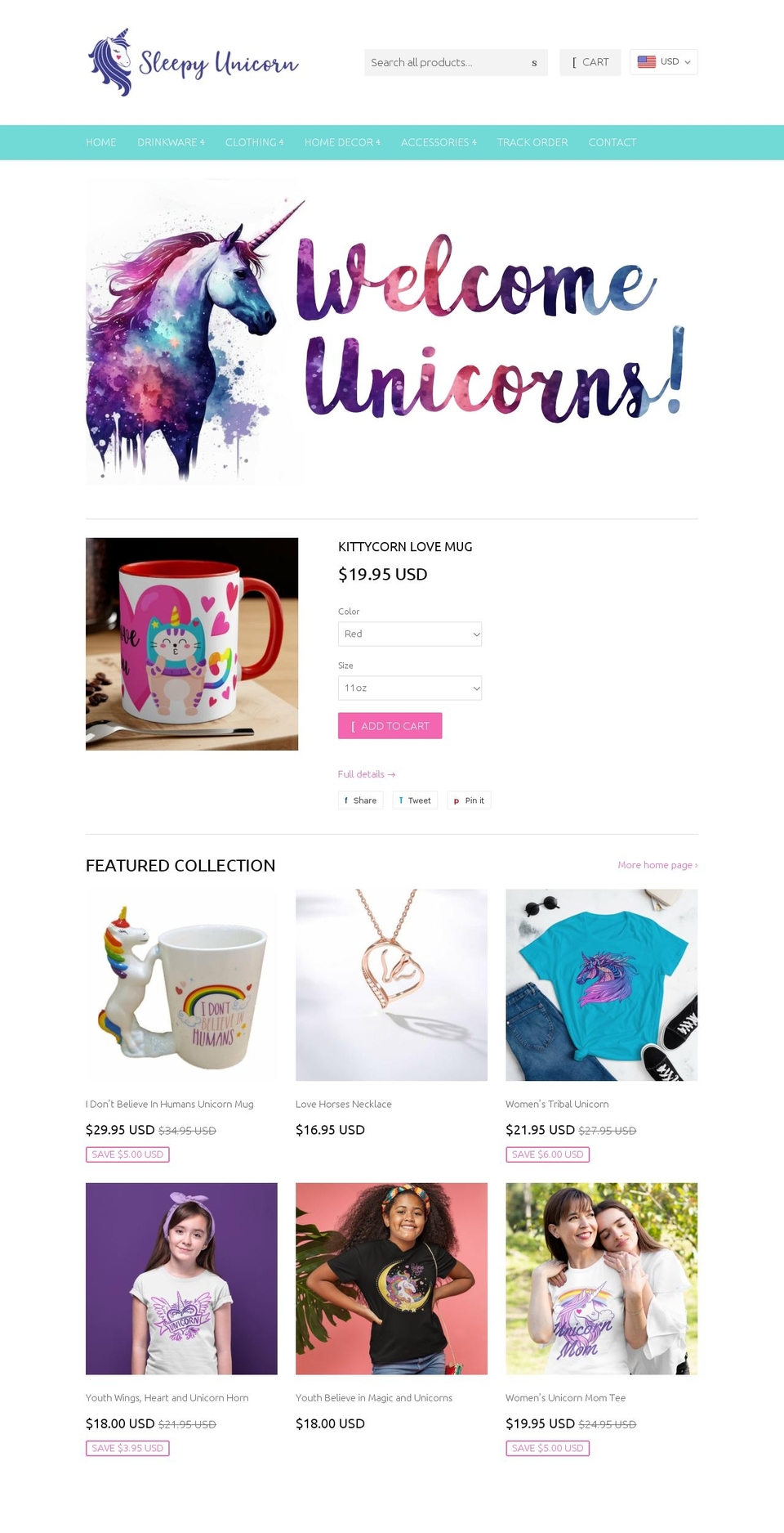 thesleepyunicorn.com — Shopify storefront screenshot