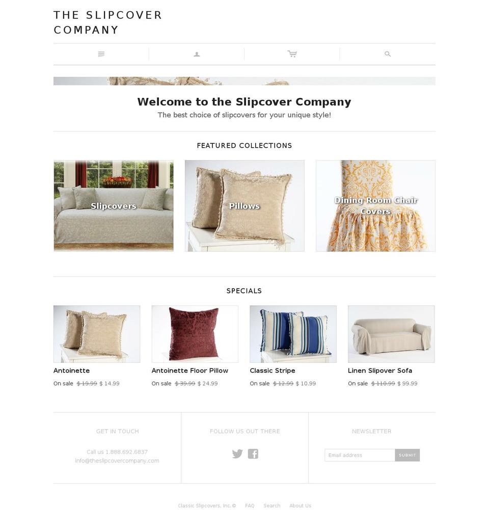 theslipcovercompany.com shopify website screenshot
