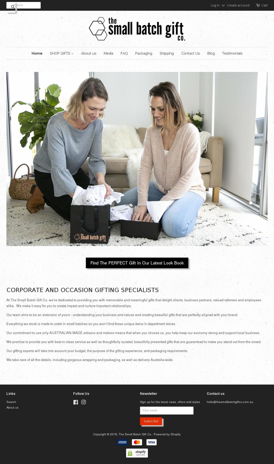 thesmallbatchgiftco.com — Shopify storefront screenshot