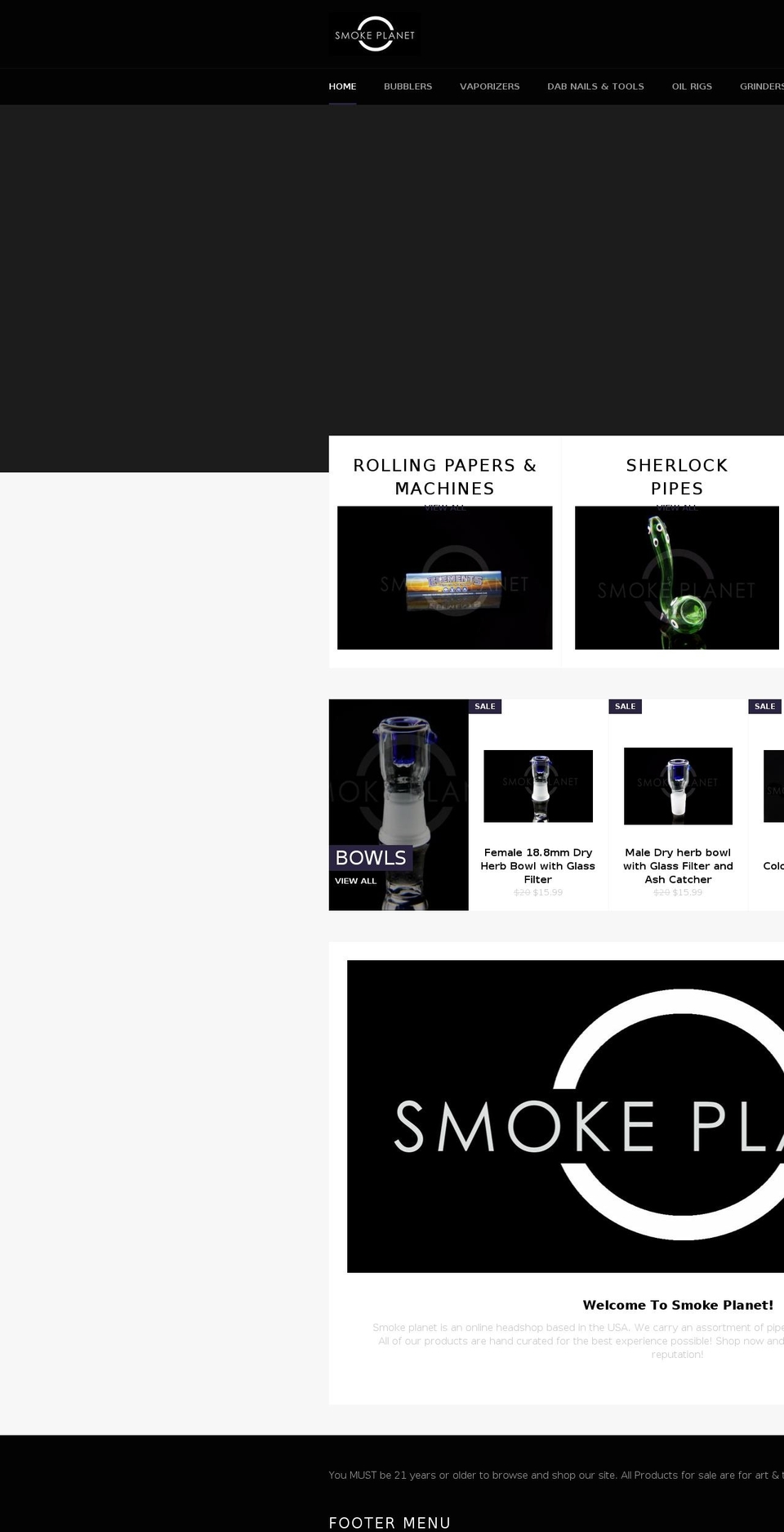 thesmokeplanet.com — Shopify storefront screenshot