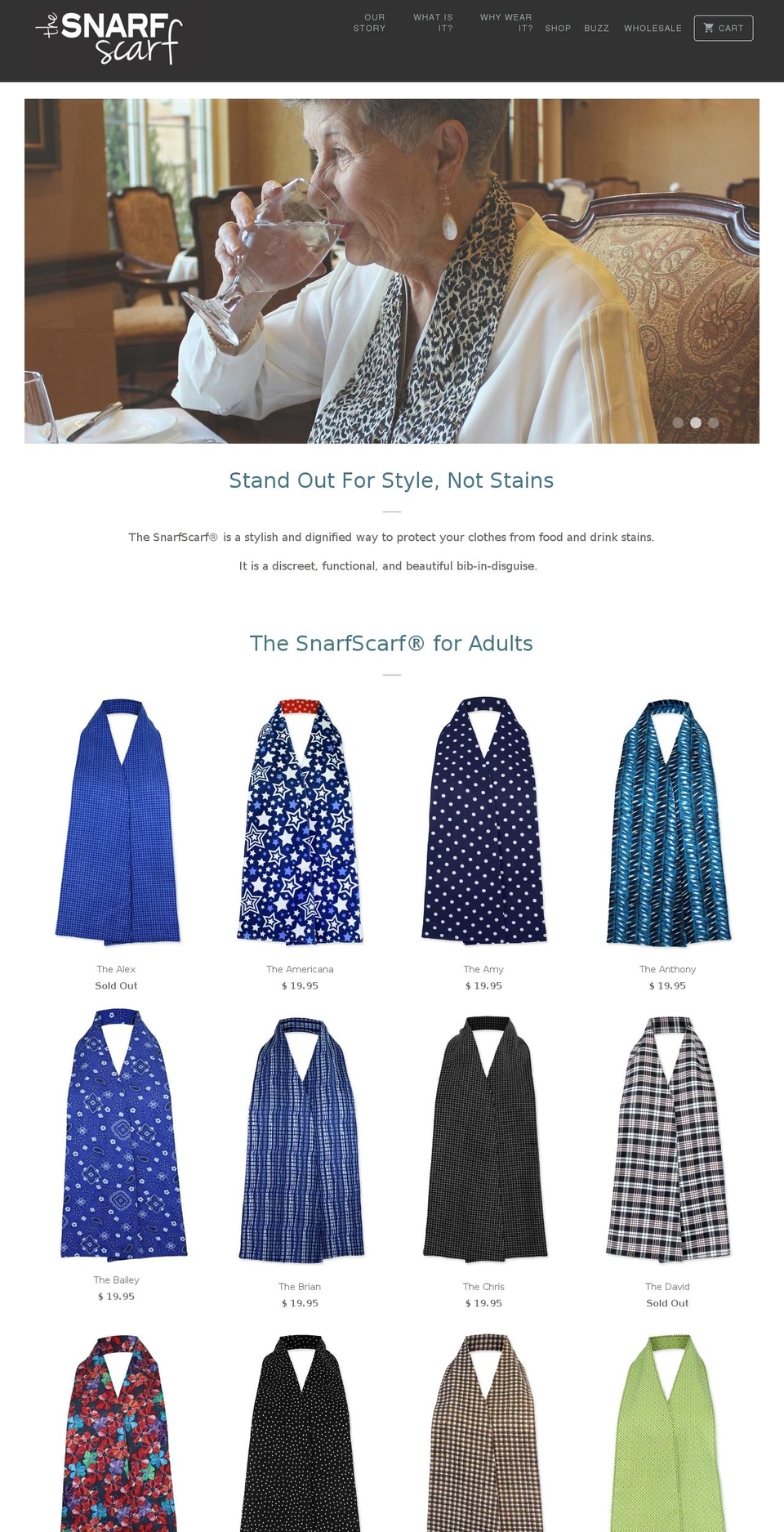 thesnarfscarf.com — Shopify storefront screenshot