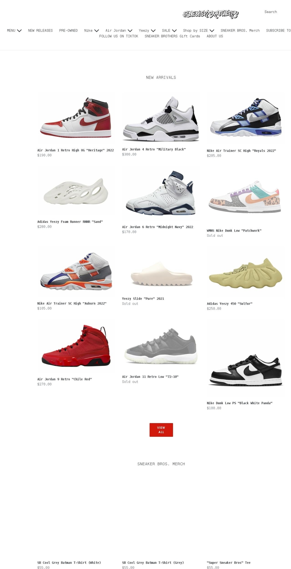 virtu Shopify theme site example thesneakerbrothers.com