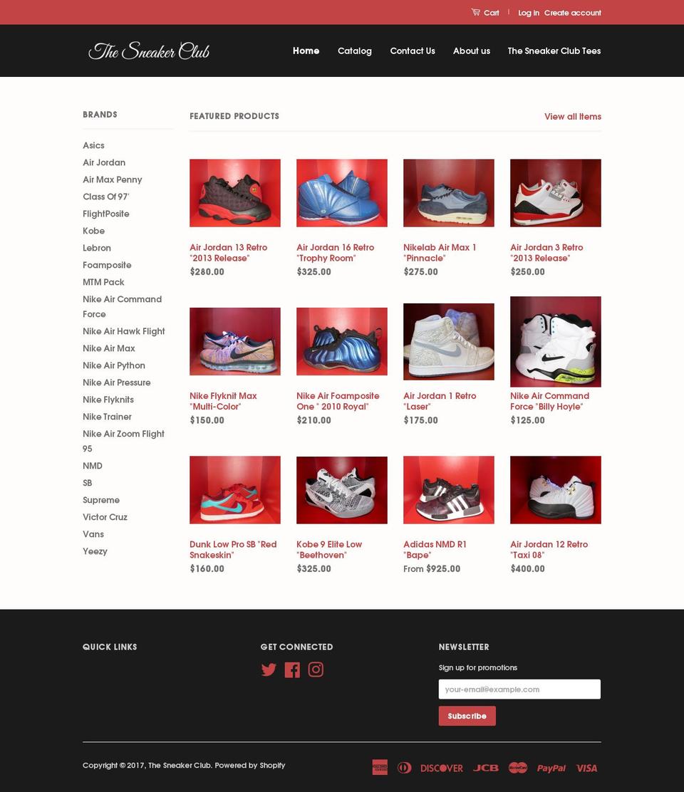 Sneaker Shopify theme site example thesneakerclubsd.com