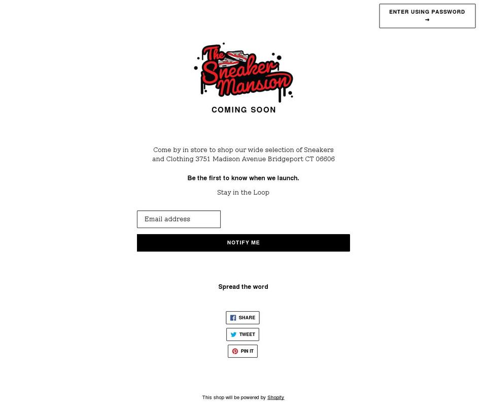 thesneakermansion.com shopify website screenshot