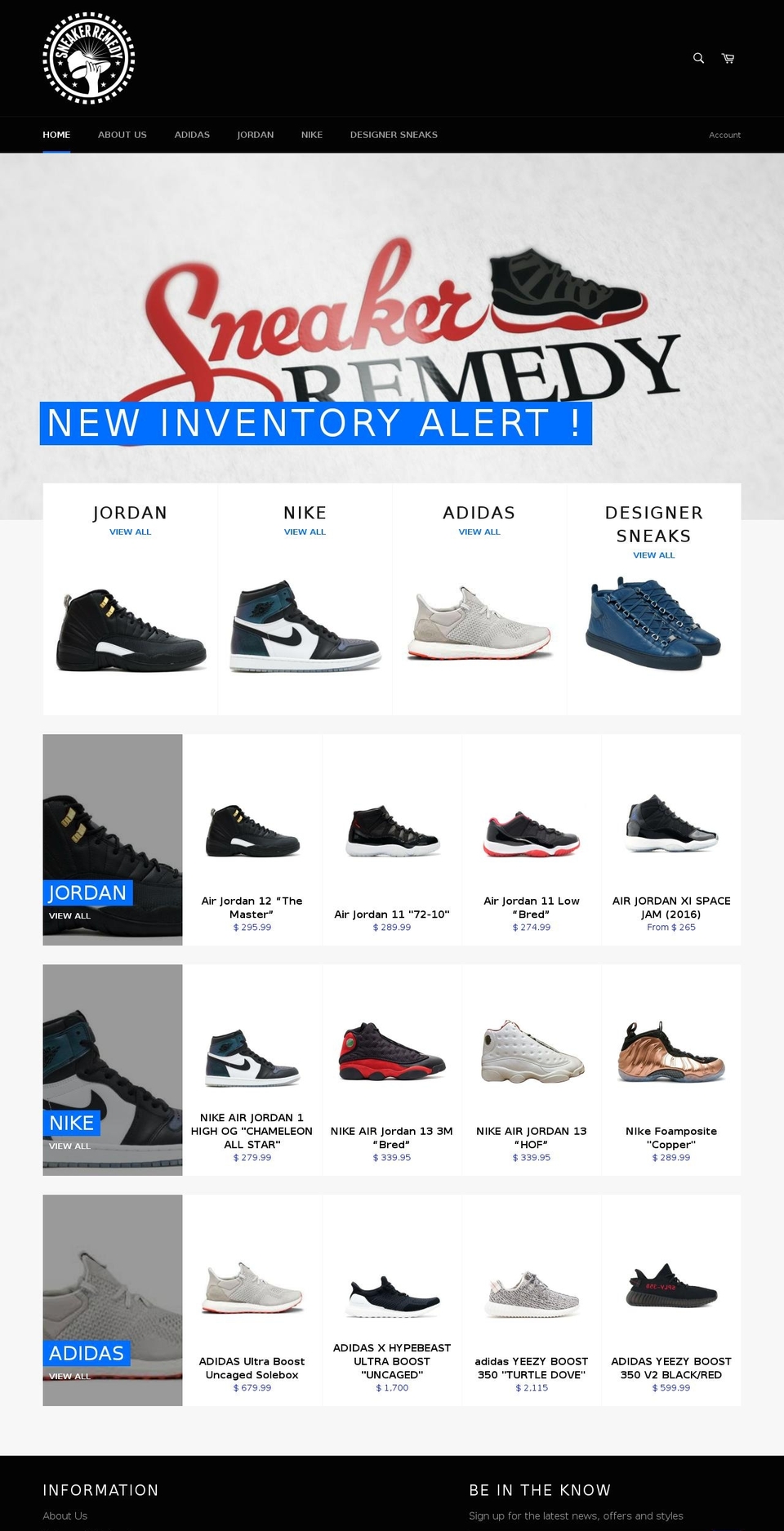 thesneakerremedy.com shopify website screenshot