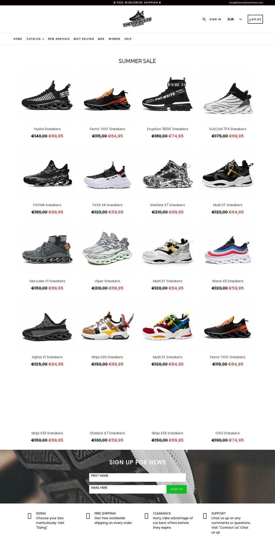 thesneakersfever.com shopify website screenshot