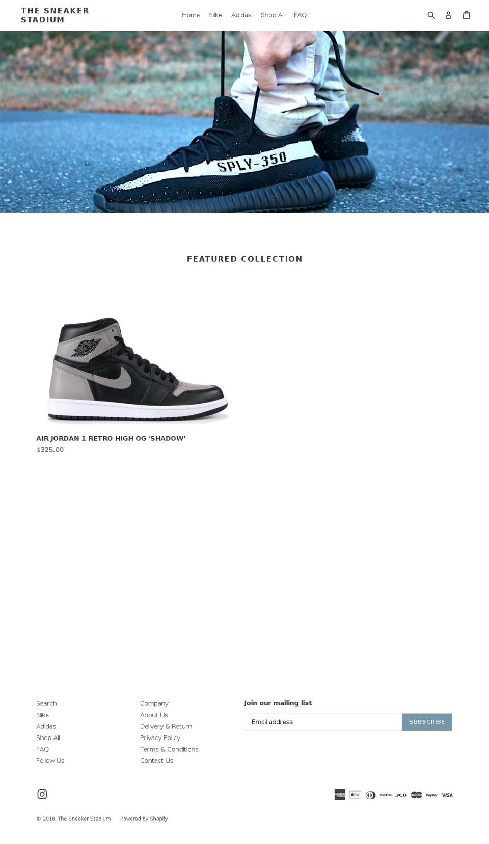 thesneakerstadium.com — Shopify storefront screenshot
