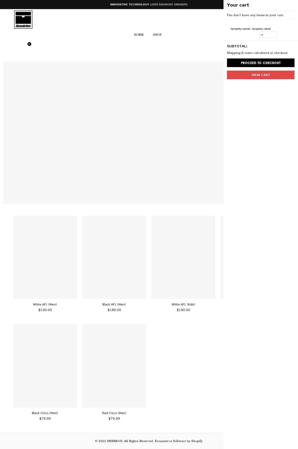 thesnkrbox.com shopify website screenshot