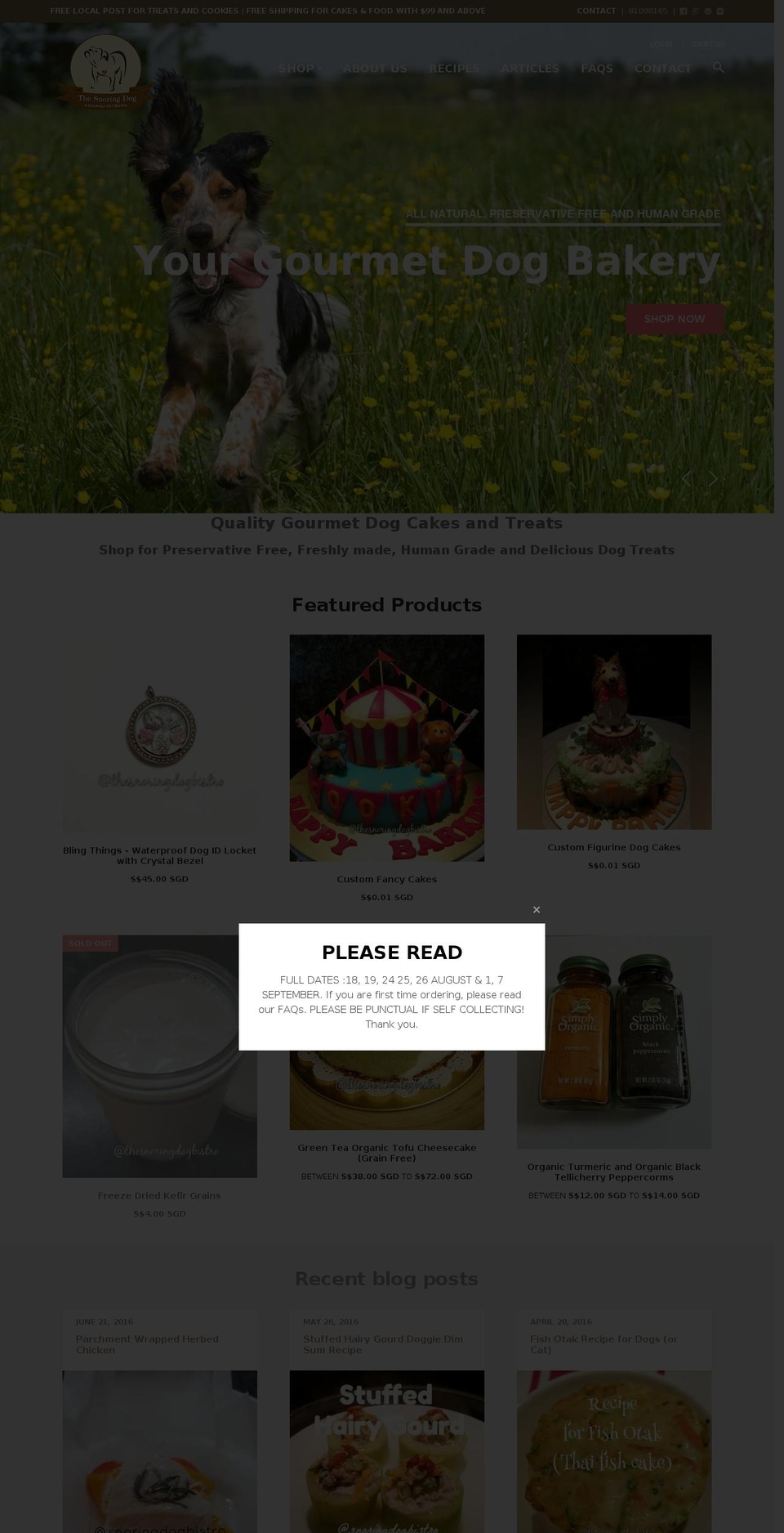 thesnoringdogbistro.com — Shopify storefront screenshot
