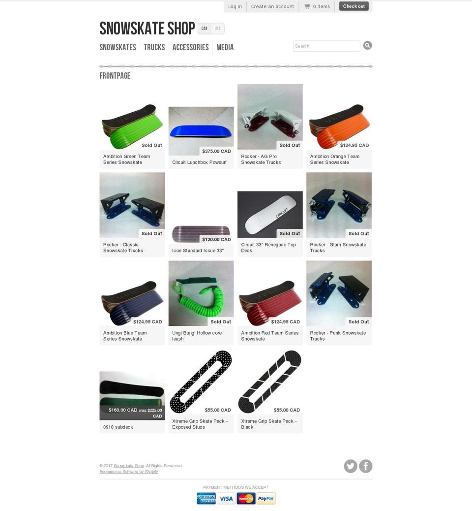 thesnowskateshop.com shopify website screenshot