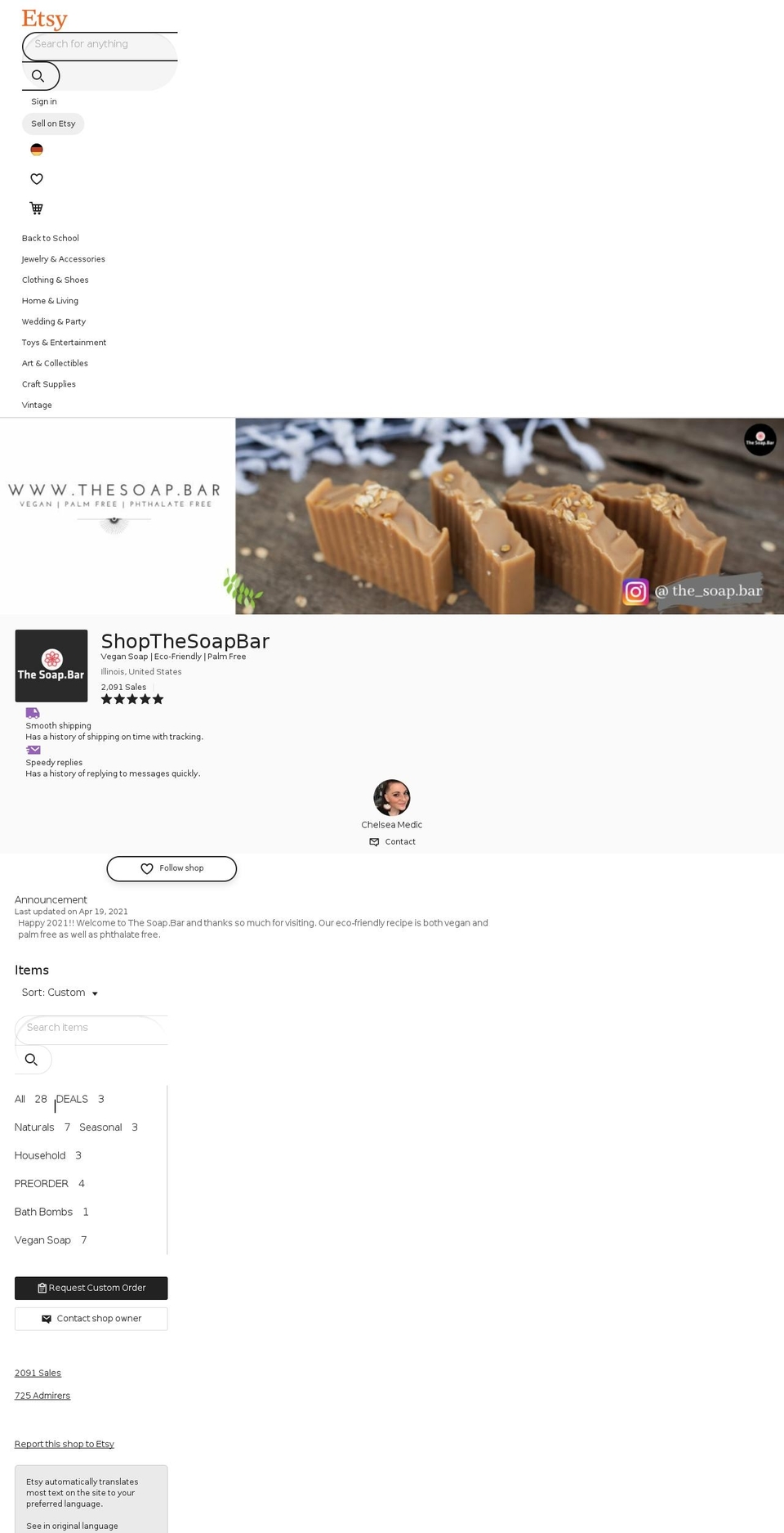 thesoap.bar shopify website screenshot