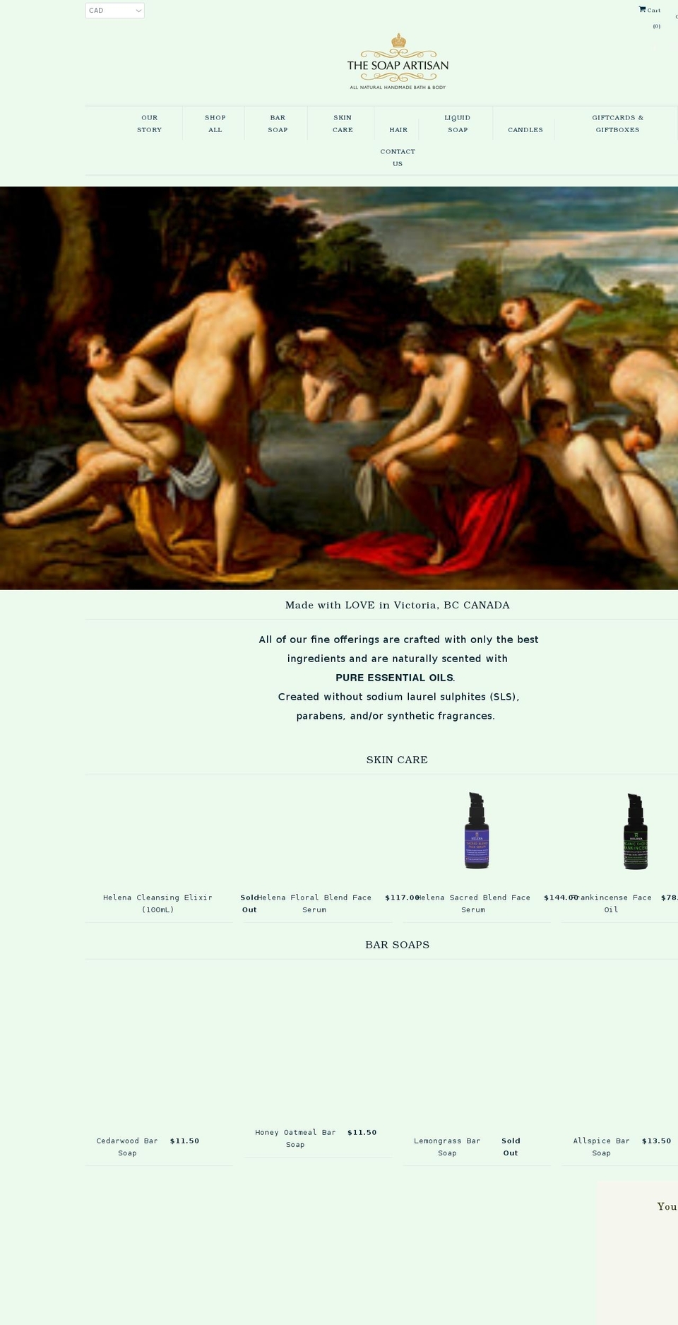 thesoapartisan.ca shopify website screenshot