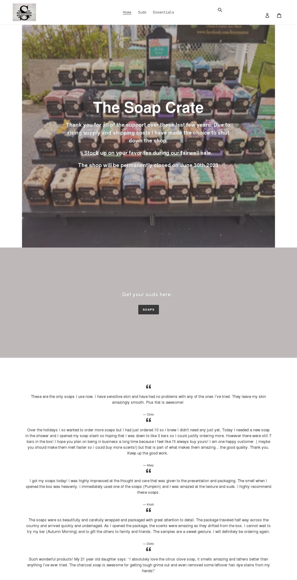 thesoapcrate.com shopify website screenshot