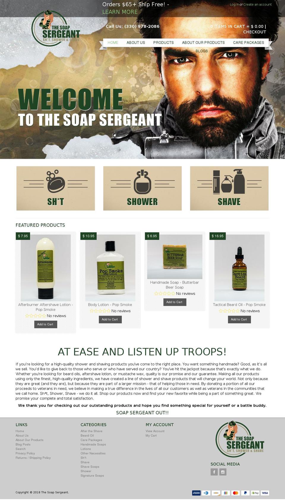 thesoapsergeant.com — Shopify storefront screenshot
