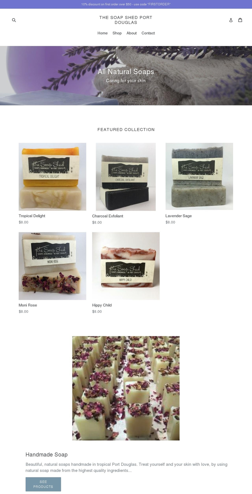 thesoapshedportdouglas.com — Shopify storefront screenshot
