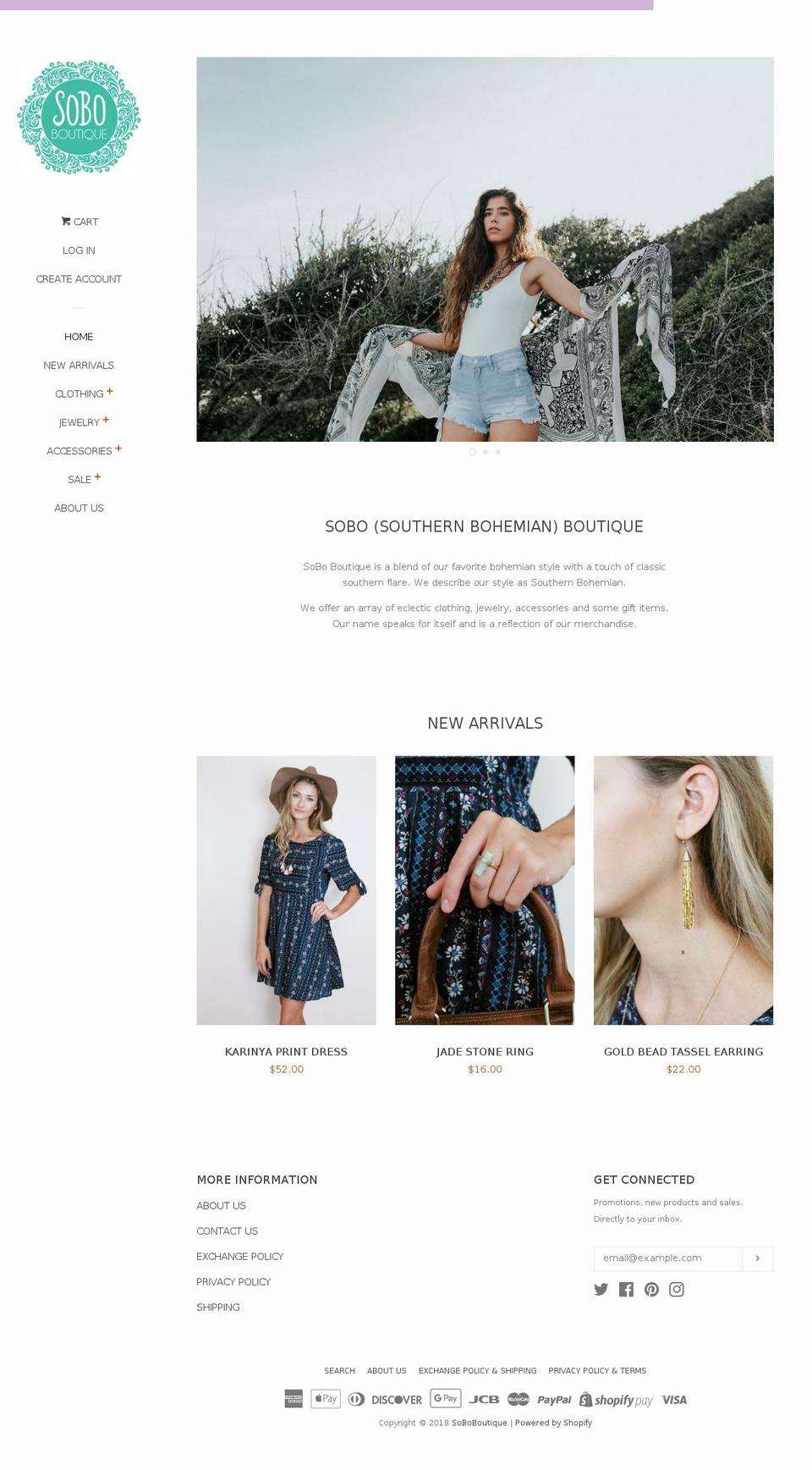 thesoboboutique.com shopify website screenshot