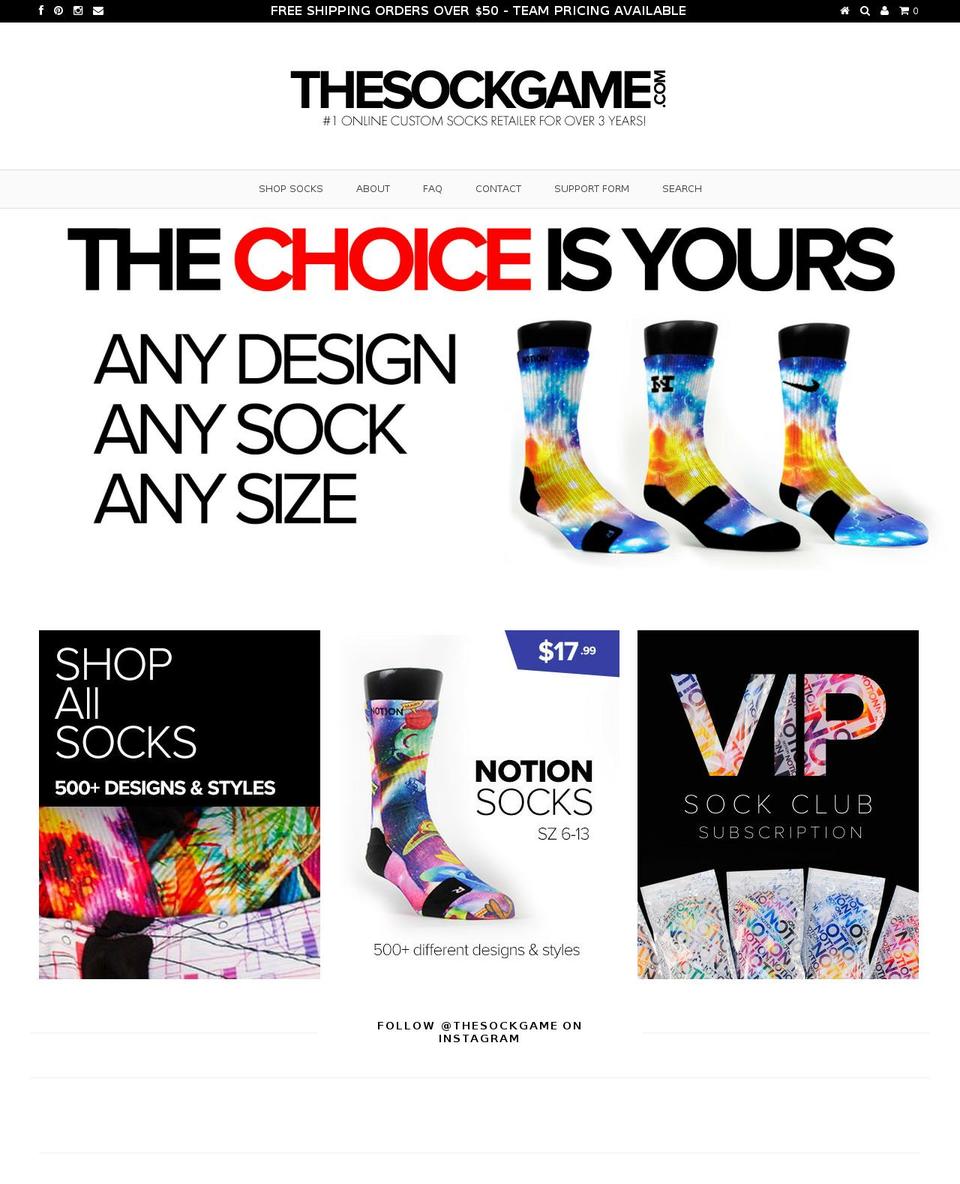 thesockgame.com shopify website screenshot