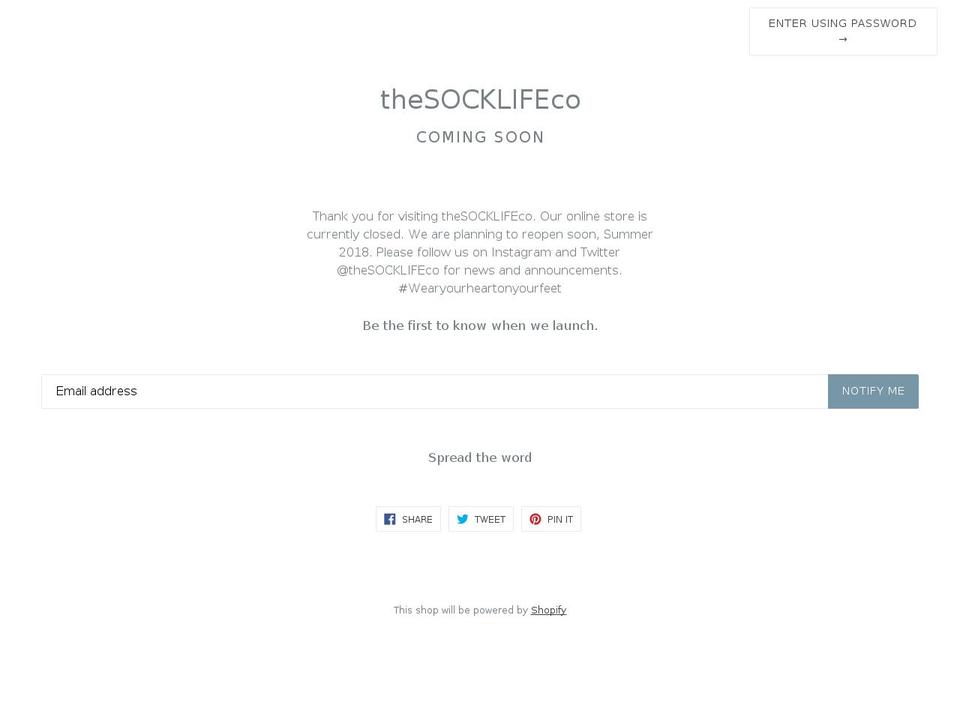thesocklifeco.com — Shopify storefront screenshot