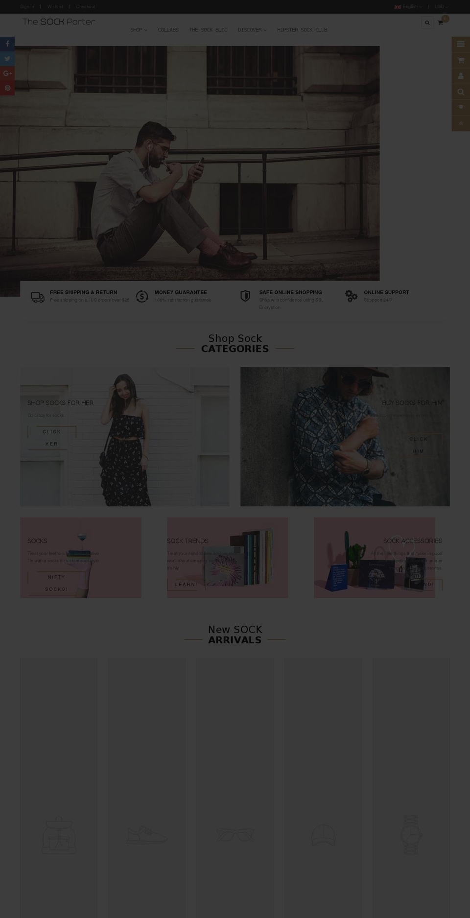 thesockporter.com shopify website screenshot