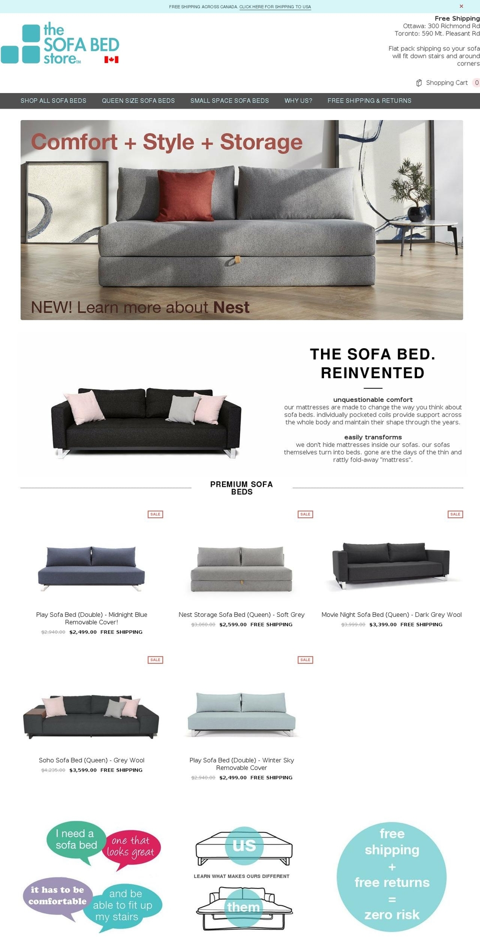 thesofabedshop.com — Shopify storefront screenshot