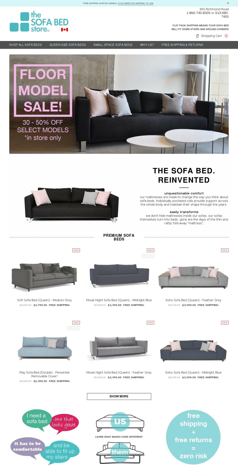 thesofabedstore.com shopify website screenshot