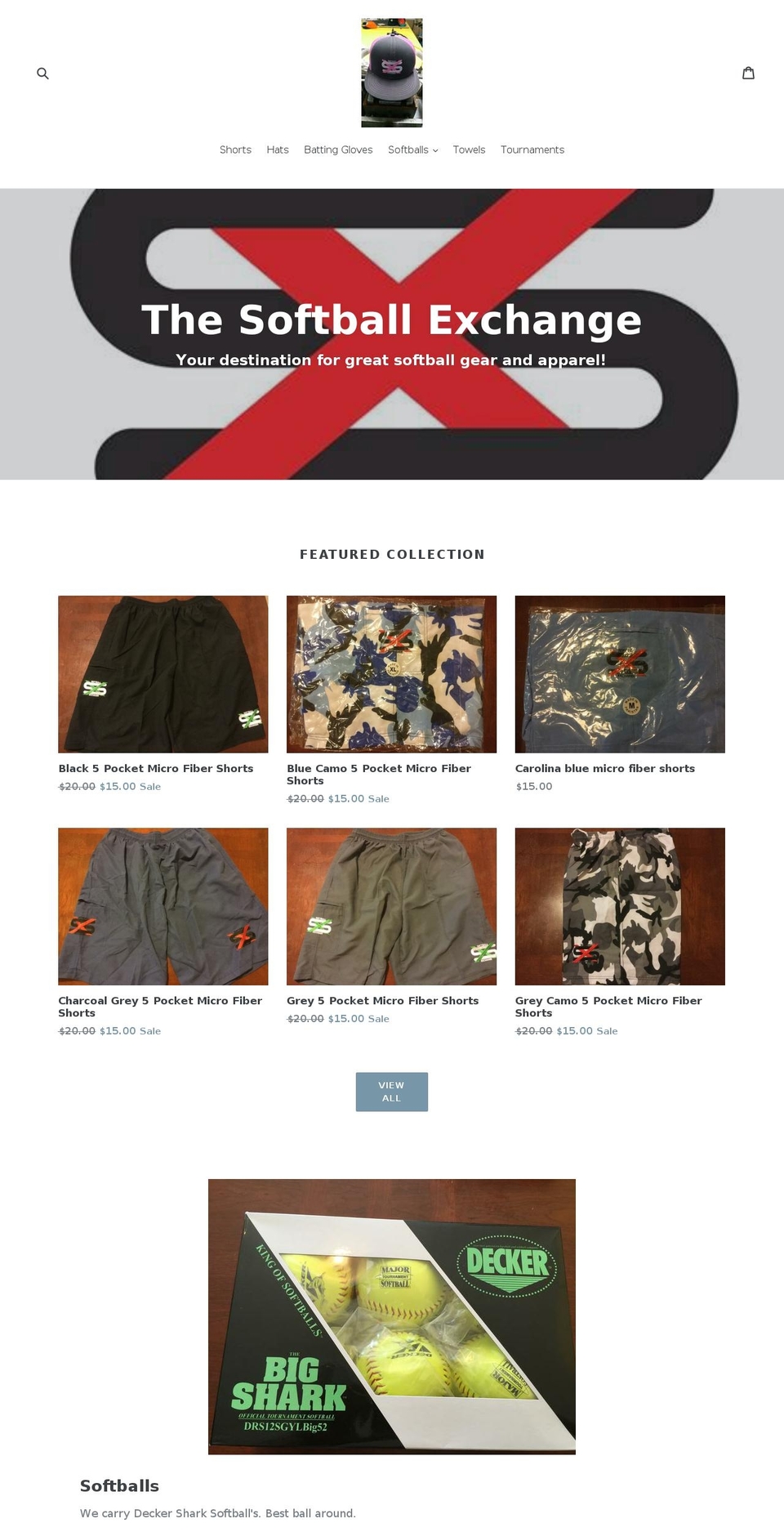 thesoftballexchange.com shopify website screenshot