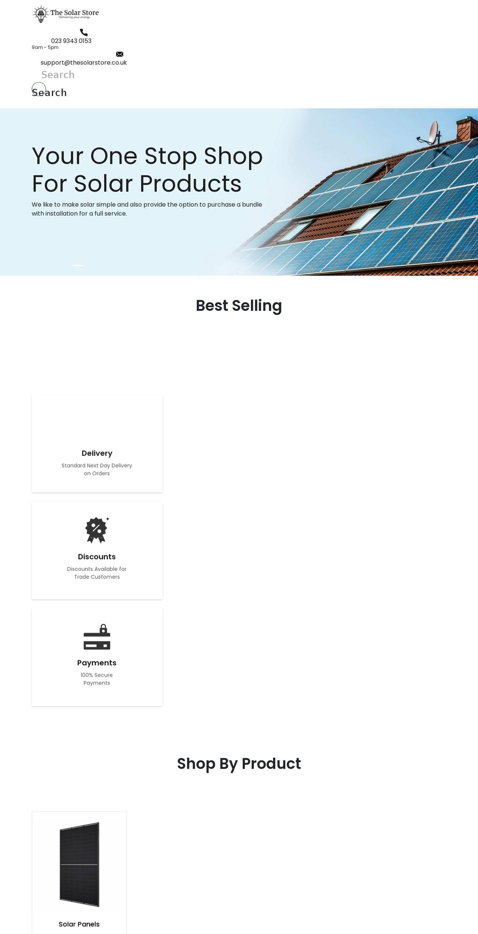 thesolarstore.co.uk shopify website screenshot